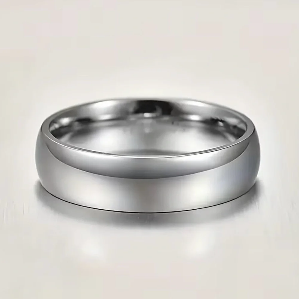 Timeless Steel Silver Unisex Wedding Engagement Band Ring 6 mm